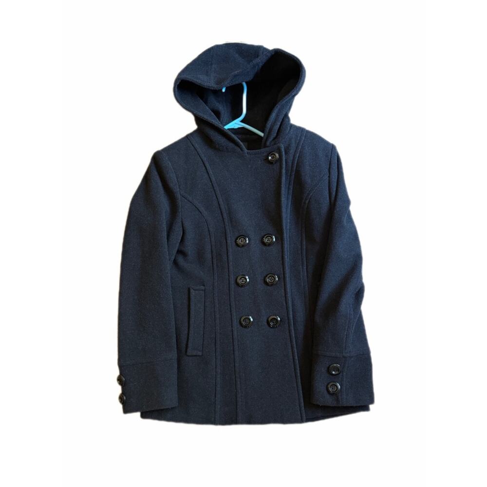 Braetan wool Peacoat Hooded Double Breasted black